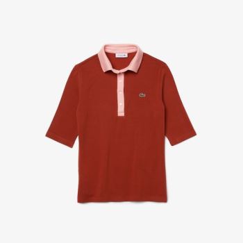 Lacoste Slim Fit Cotton Polo Shirt Dámské - Polo Hnědé / Růžové | CZ-iS3cY1